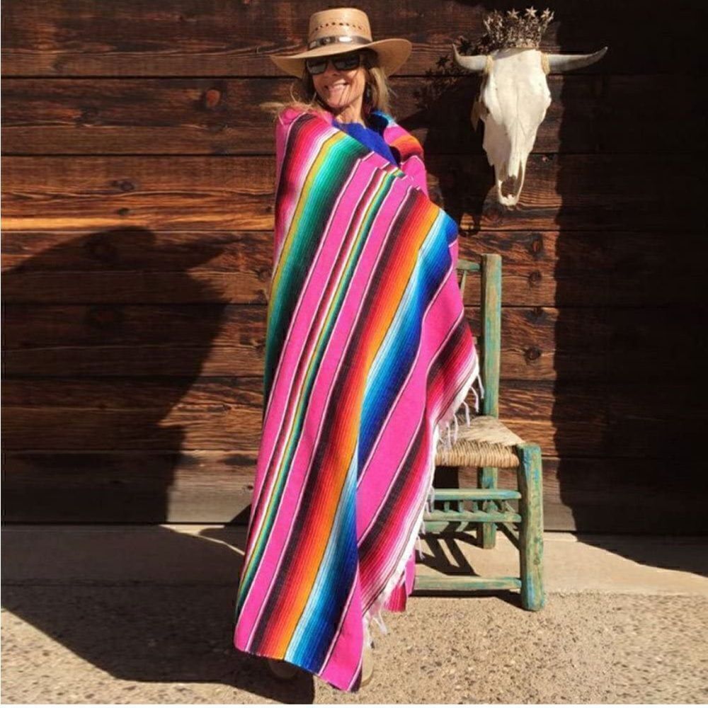 Pink Strip Western Throw Blanket